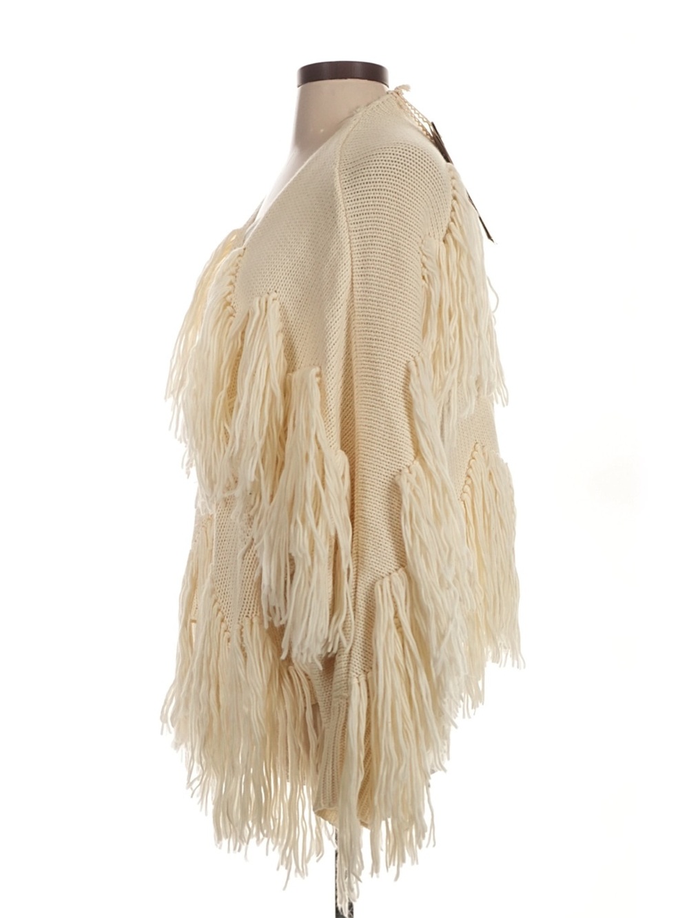 NWT: POL Tassel Fringe Detail Open Front Boho Cream Cardigan Sweater• Small - Picture 7 of 8